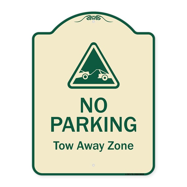 Designer Series-No Parking Tow Away Zone With Graphic, 24" x 18", TG-1824-9815